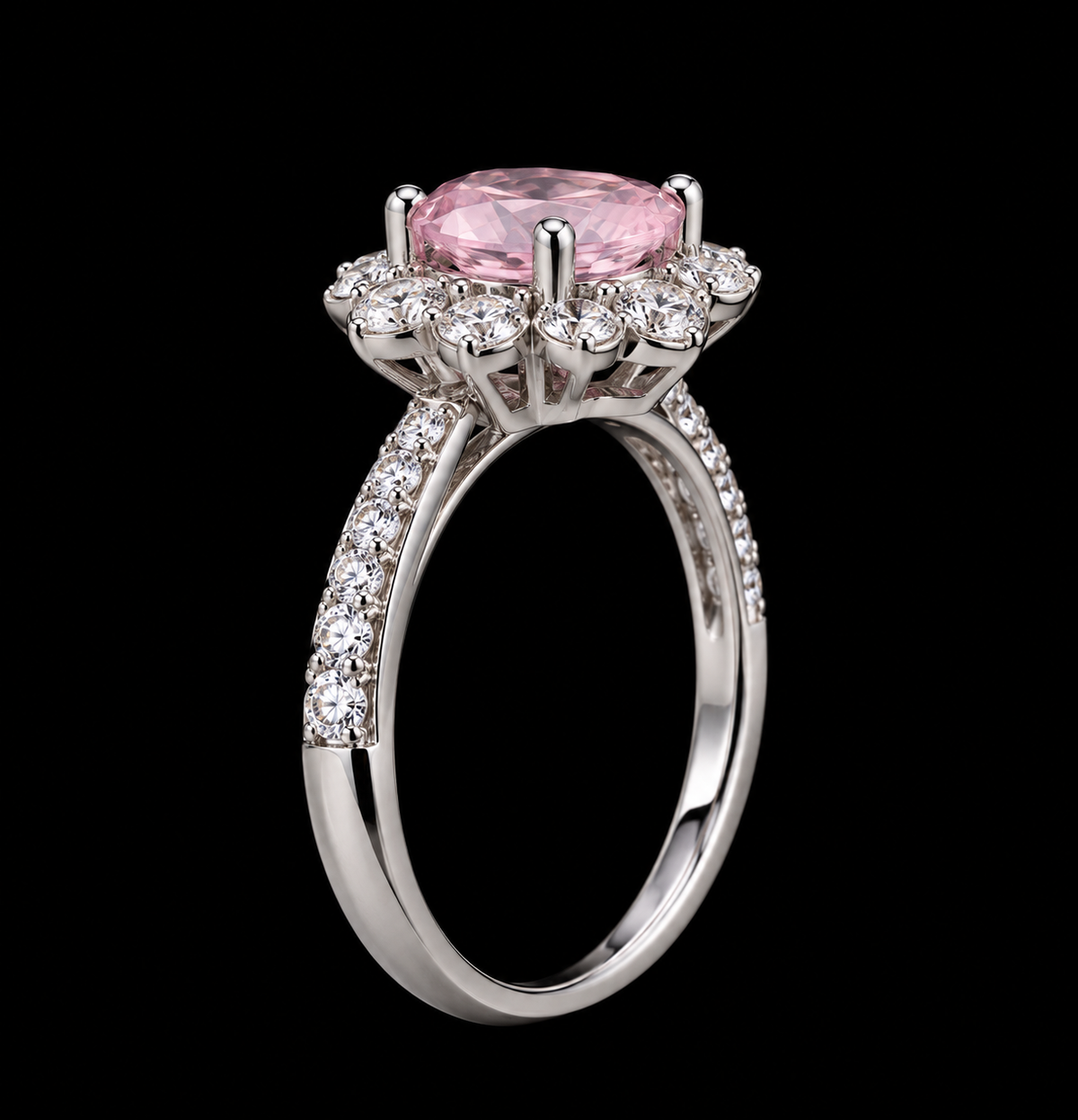 Adjustable  Promise Ring – One-Size-Fits-All Silver & Pink Flower Ring