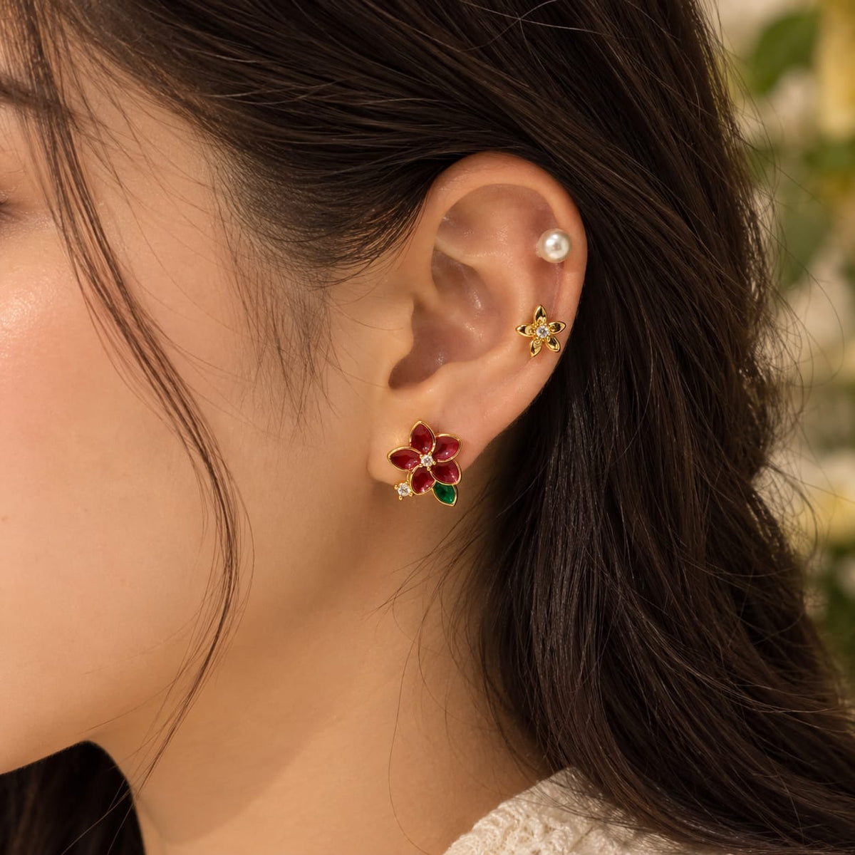 Royal Bloom 3-in-1 Floral Earrings Set