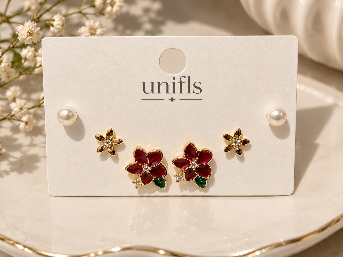Royal Bloom 3-in-1 Floral Earrings Set