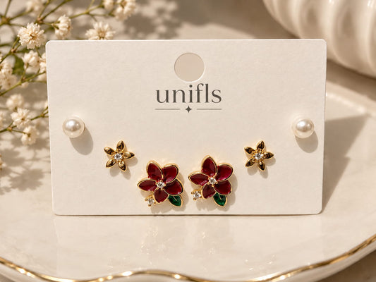 Royal Bloom 3-in-1 Floral Earrings Set